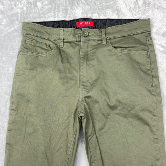 Guess Pants Mens 34x32 Green‎ Casual Flat Front Slim Fit Chinos - Picture 2 of 5